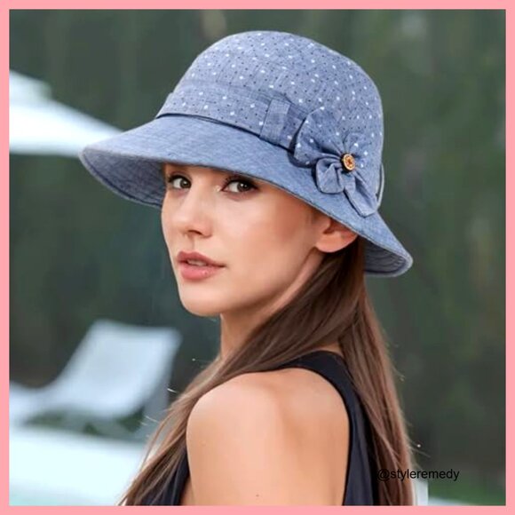 Cotton Polyester Floral Bucket Hat Foldable Wide Brim Sun Protection main image 4
